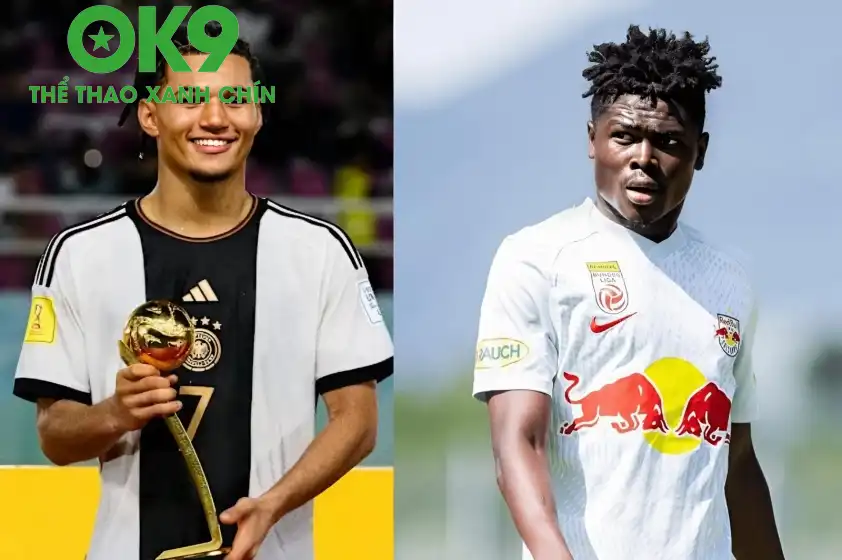 Barca nhắm đến 2 tiền đạo trẻ là Paris Brunner (bên trái) và Karim Konate (bên phải) để thay thế Lewandowski (Ảnh: semprebarca)